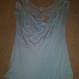 Womens cowl neck faux lace back blouse